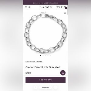 Lagos silver caviar link bracelet size M